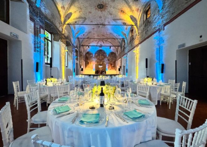 cena di gala in una location storica
